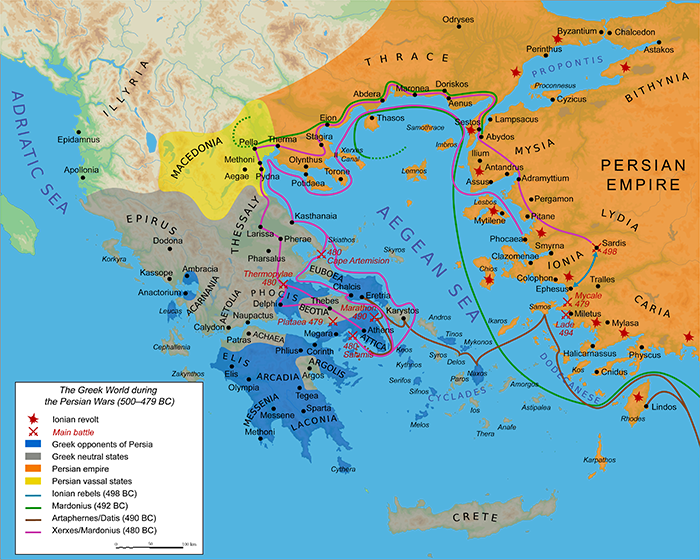 Map of Greek world during the Persian Wars