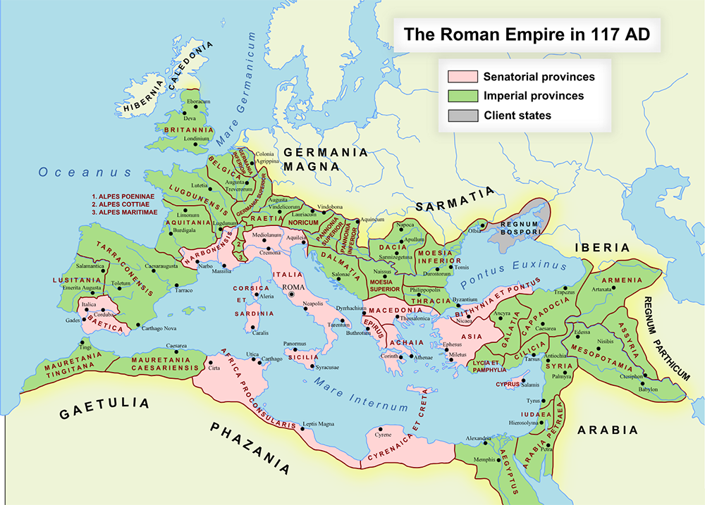 Map, Roman Empire. Wikimedia Commons