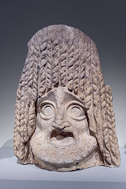 Tragic theater mask sculpture, Athens.2nd cent. BCE/1st cent. CE. National archaeological Museum, Athens