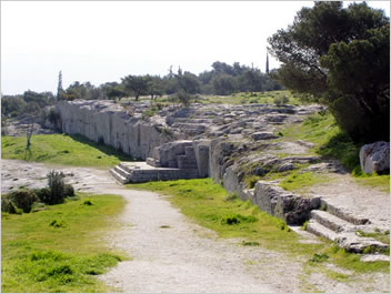 The Pnyx, where the Athenian assembly met, thus the nerve-center of speech-based democracy at Athens.