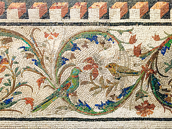 Mosaic border with birds