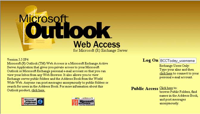 Internet Mail Log On Screen